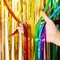 4 Pack Rainbow Foil Fringe Backdrop Curtains, Tinsel Streamers Birthday Party Decorations, Fringe Backdrop for Graduation, Baby Shower, Gender Reveal